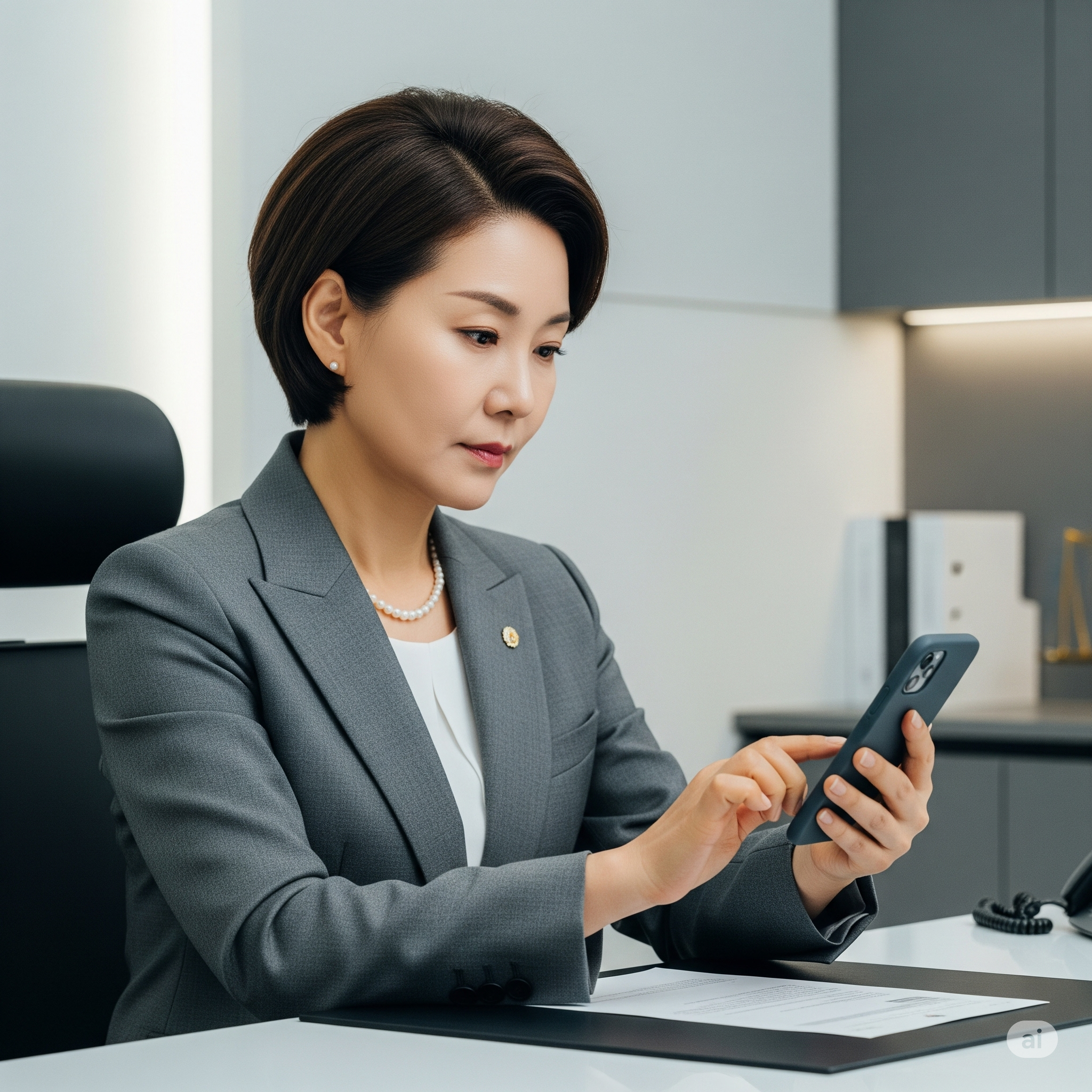 핸드폰 보는 여자