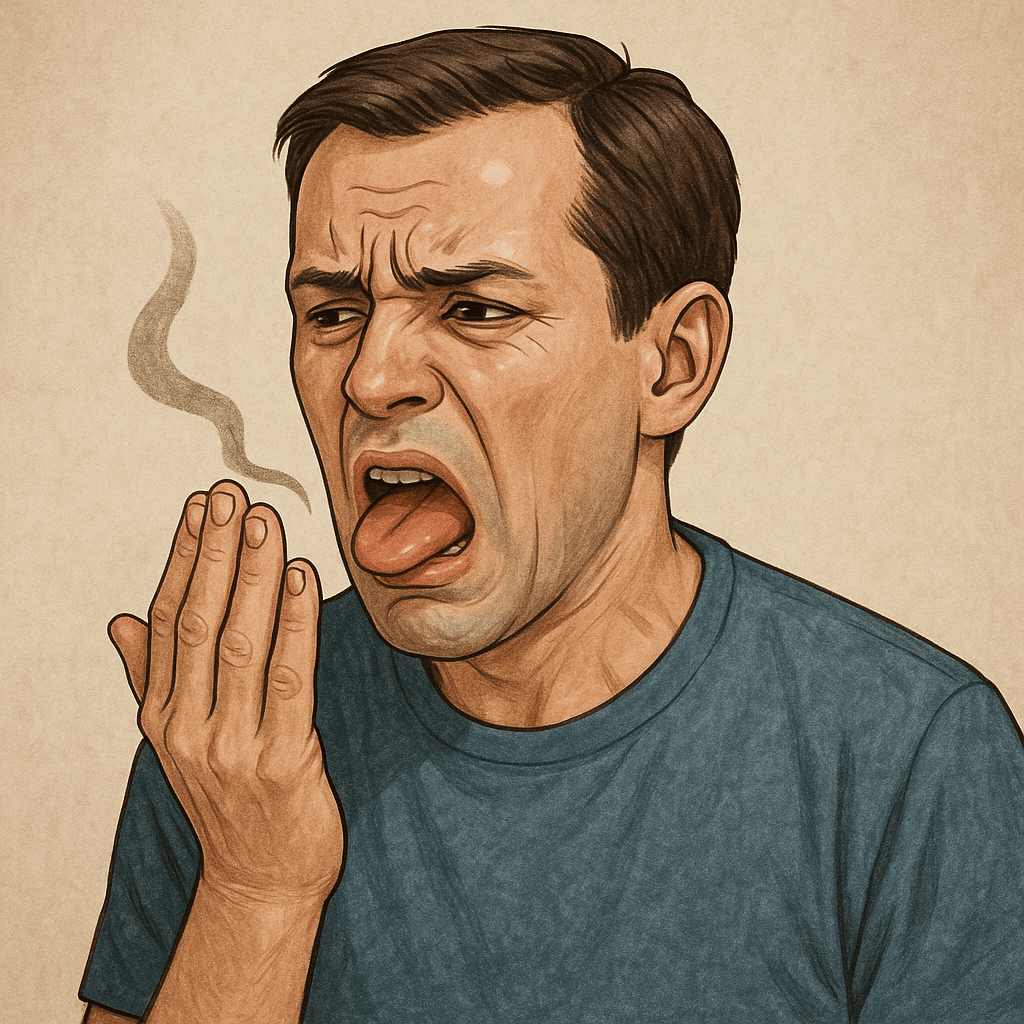 입이 써서 괴로운 남성의 이미지