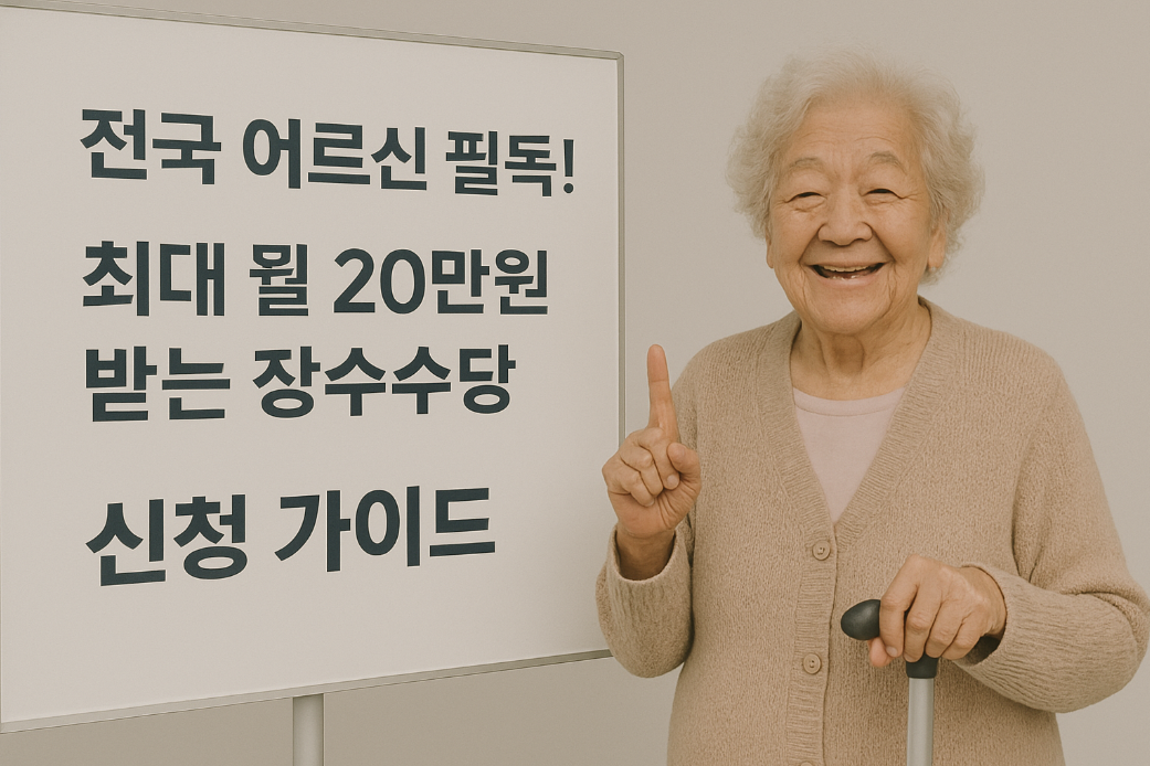 전국 어르신 필독! 최대 월 20만원 받는 장수수당 신청 가이드