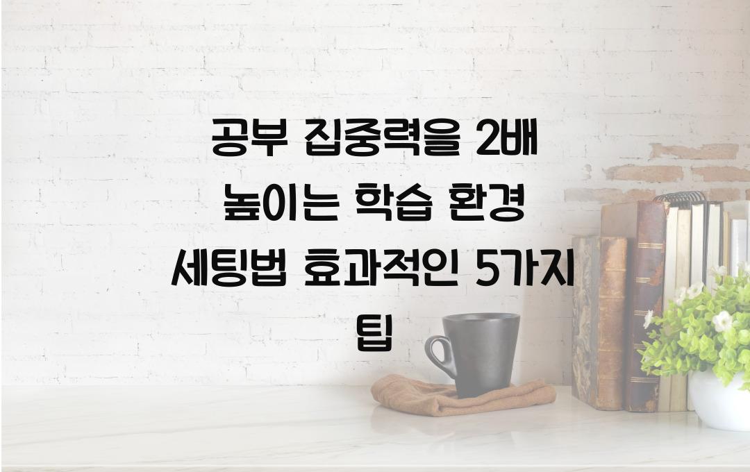 공부 집중력을 2배 높이는 학습 환경 세팅법