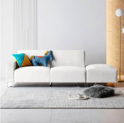 웰퍼니쳐 한스 아쿠아텍스 3인용 소파 우형 + 스툴 방문설치&#44; 크림아이보리