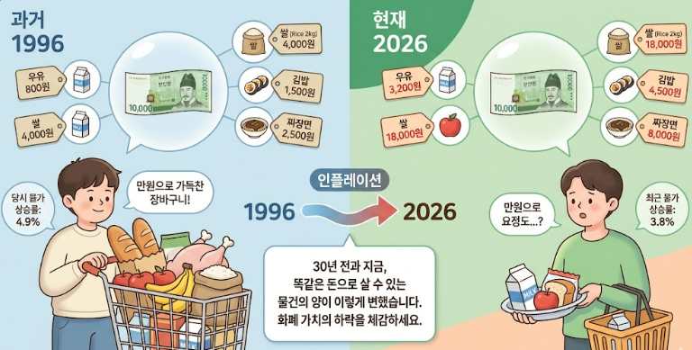 만 원 한 장으로 살 수 있는 물건의 양