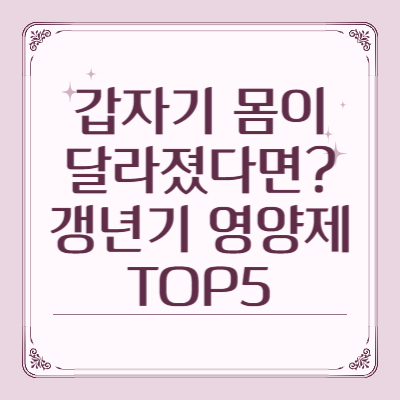 갱년기 증상 완화 영양제 TOP5 (40~50대 여성 실제 기준으로 정리)