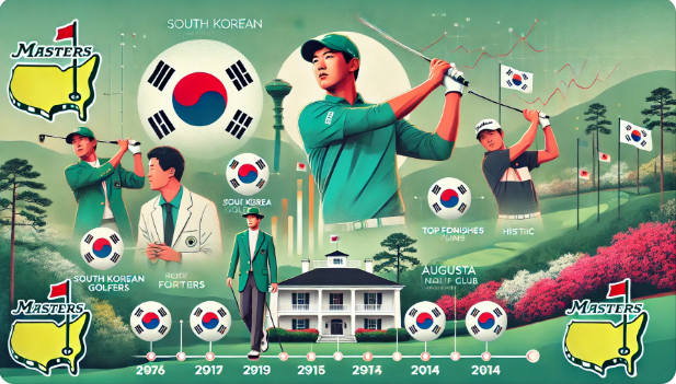 한국 골프 선수들의 마스터스 대회 응원 이미지