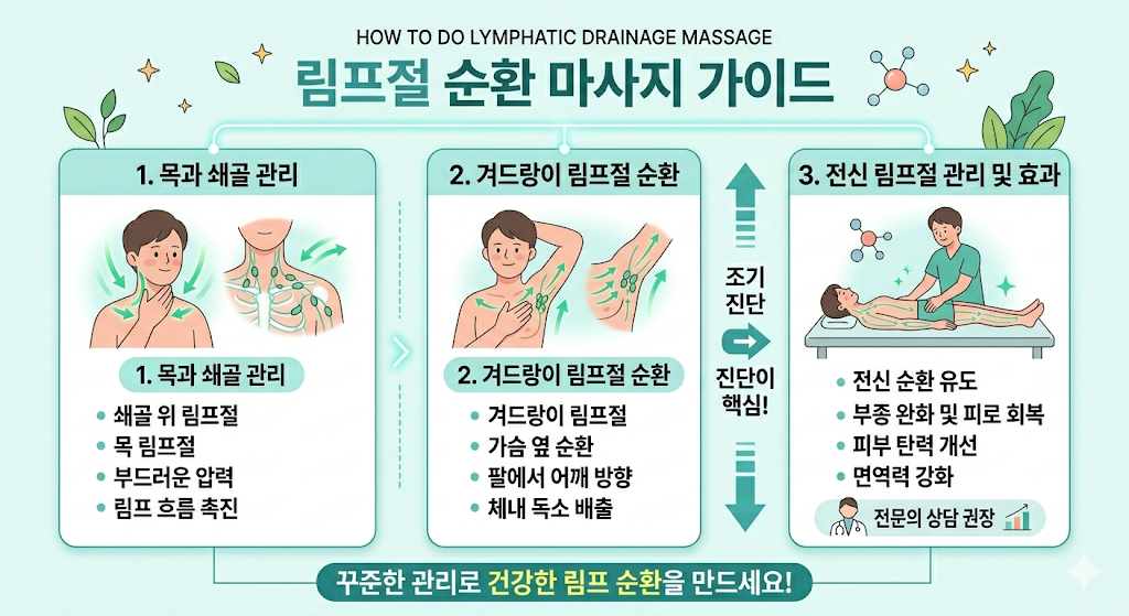 상체 림프 마사지 효과 (쇄골, 겨드랑이, 부종완화)