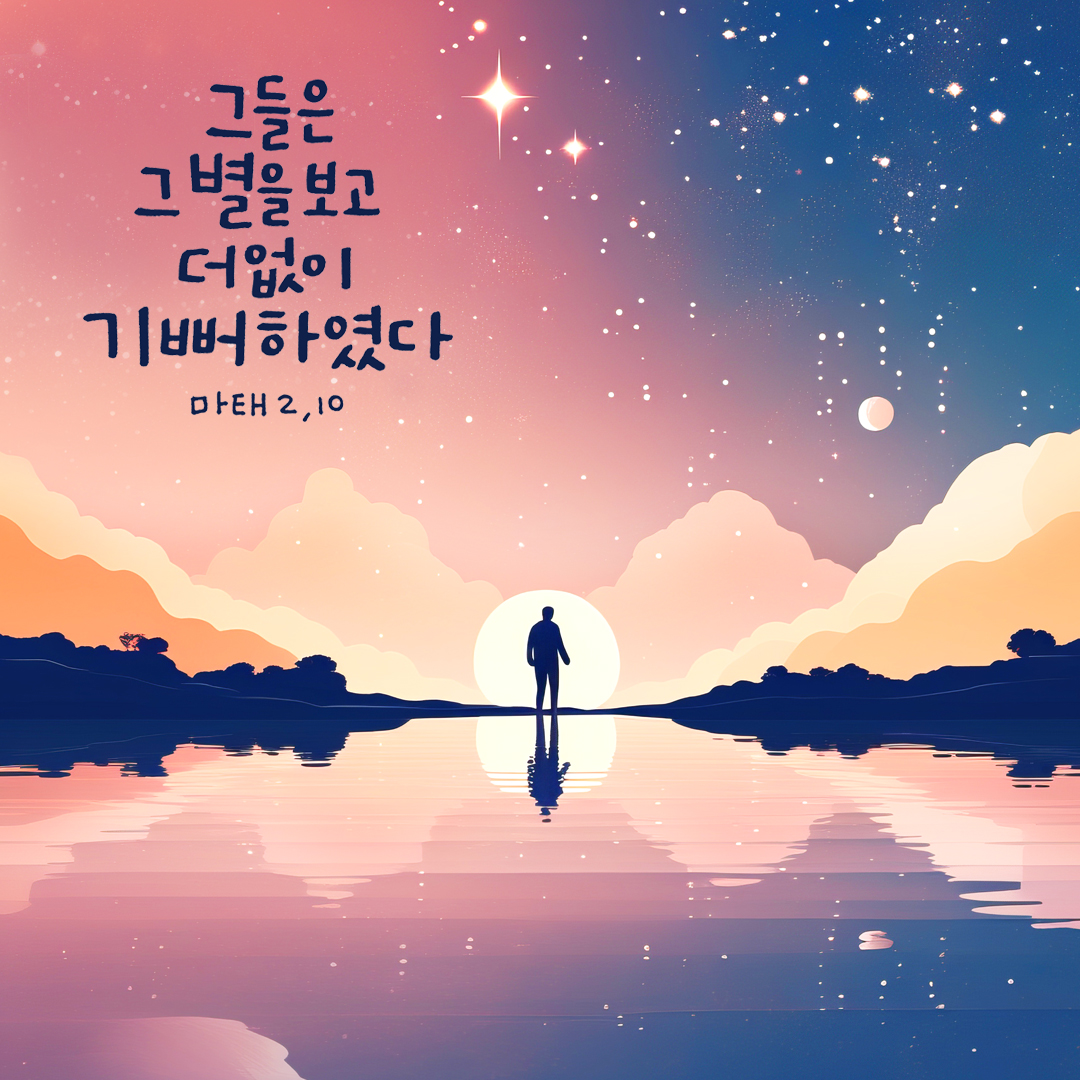 그들은 그 별을 보고 더없이 기뻐하였다. (마태오복음 2장 10절) 성경말씀카드 마태오복음 성경구절 이미지 다운로드