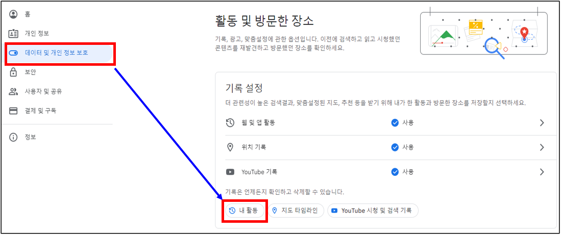 구글-검색기록-삭제-시작-화면