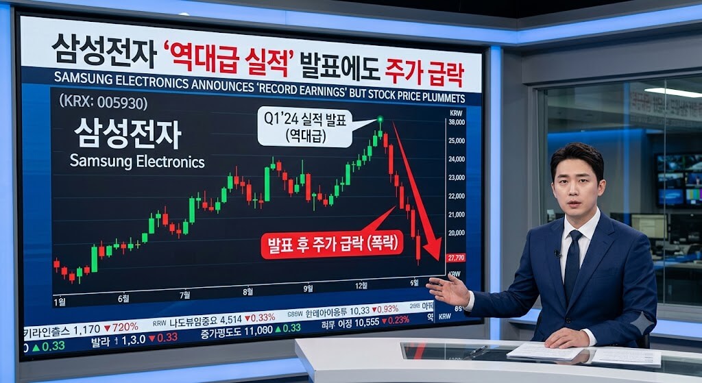 삼성전자 역대급실적 이후 주가 급락
\