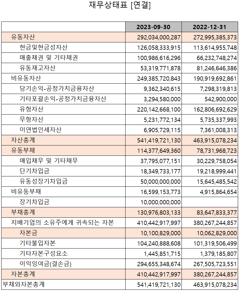 이녹스첨단소재 - 재무상태표