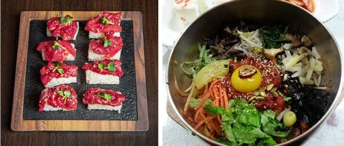 육회초밥과육회비빔밥