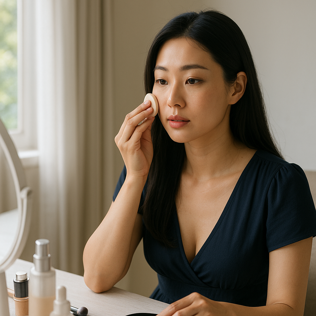 피부관리하는모습