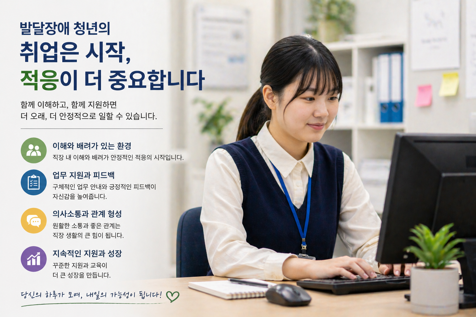 발달장애 학생이 직장에서 일하는 모습