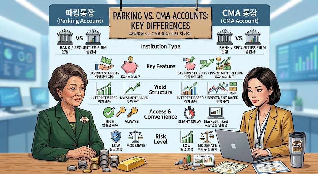 파킹통장, CMA 통장 차이점 비교