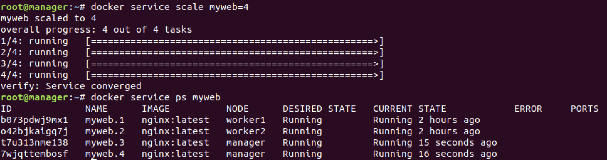 docker service scale