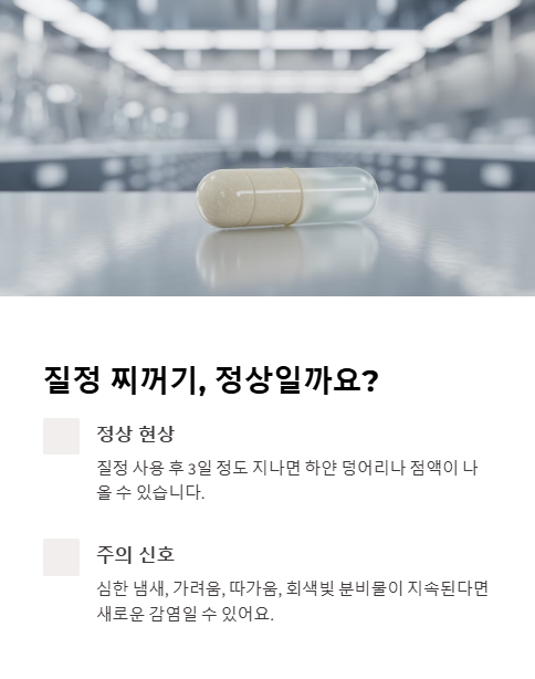질정 찌꺼기 정상일까요?