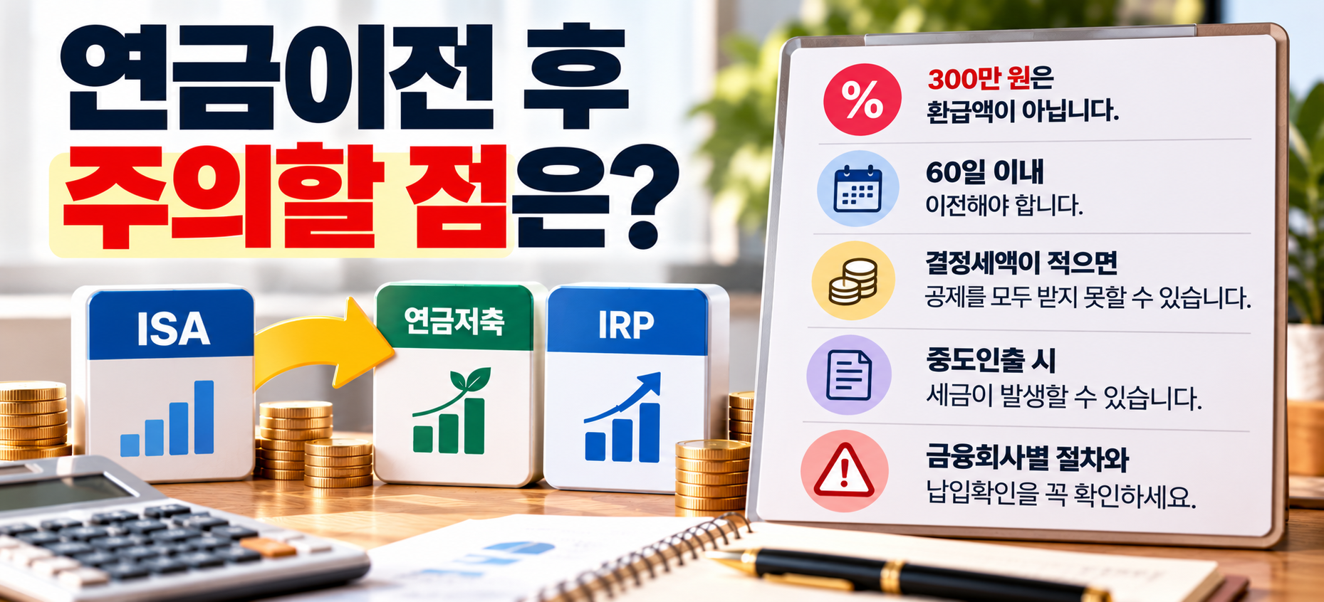 ISA 연금이전 후 세액공제와 중도인출 주의사항
