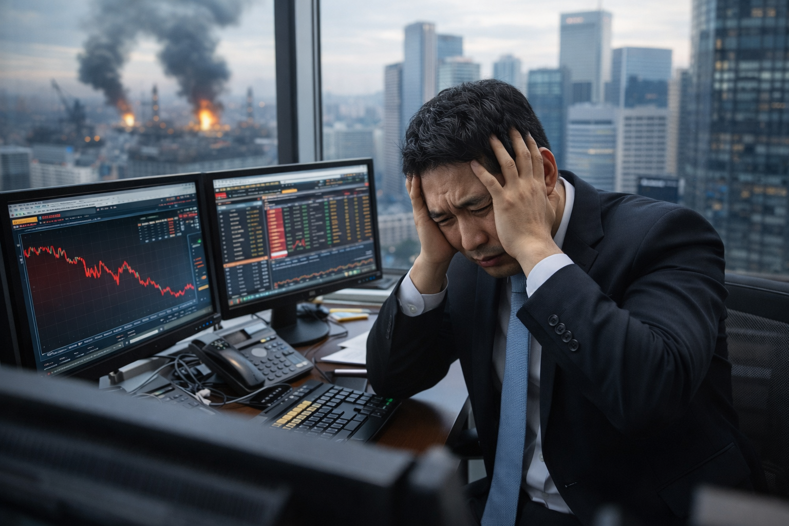 전쟁으로 인한 주가하락 이미지