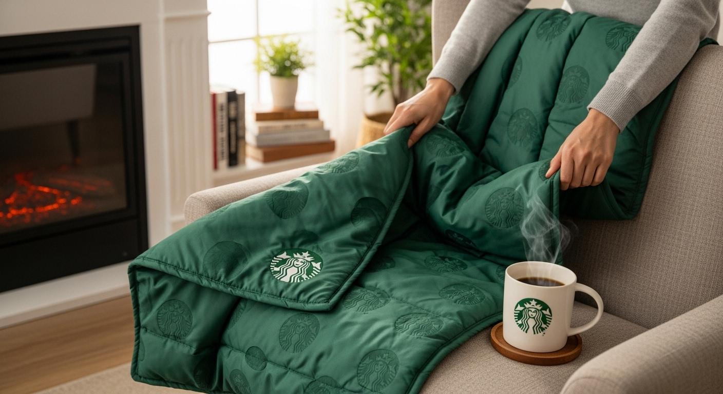 스타벅스 패딩 담요