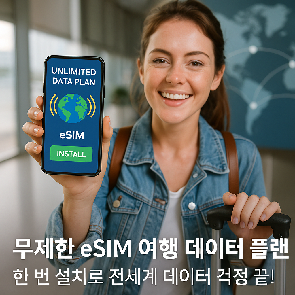 무제한 eSIM 여행 데이터 플랜, 한 번 설치로 전세계 데이터 걱정 끝! 관련 이미지