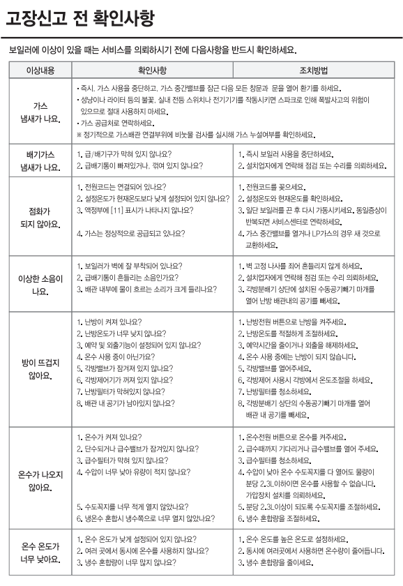린나이 보일러 고장