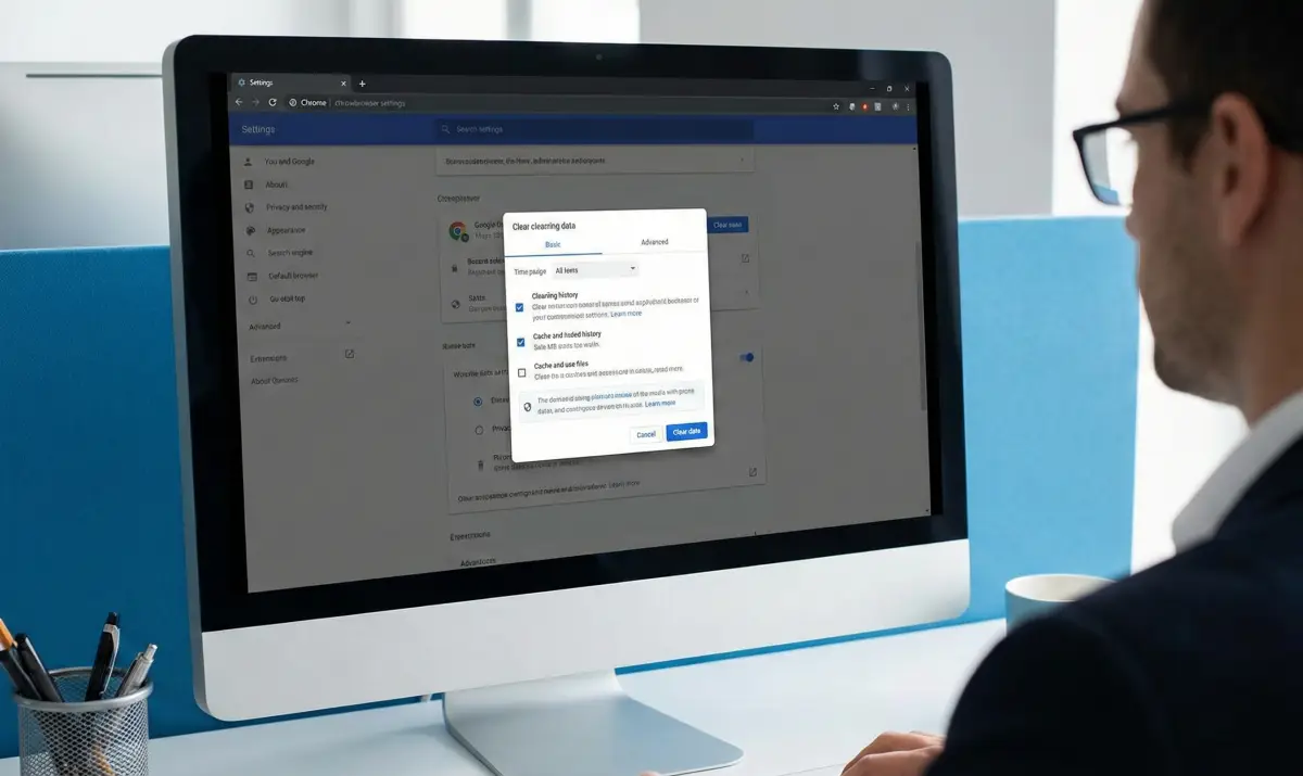 웹 브라우저의 캐시를 삭제하여 챗GPT 오류를 해결하는 과정