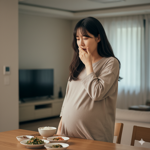 입덧하는 임산부