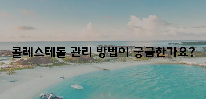 콜레스테롤을 낮추는 효과적인 방법과 식습관, 체중 관리의 중요성!