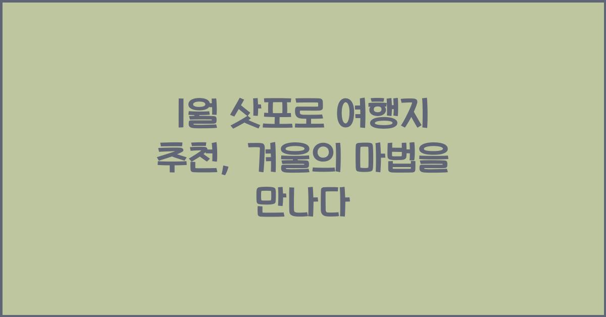 1월 삿포로 여행지 추천