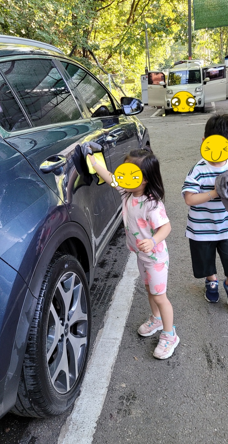아이와 세차장 남매 육아