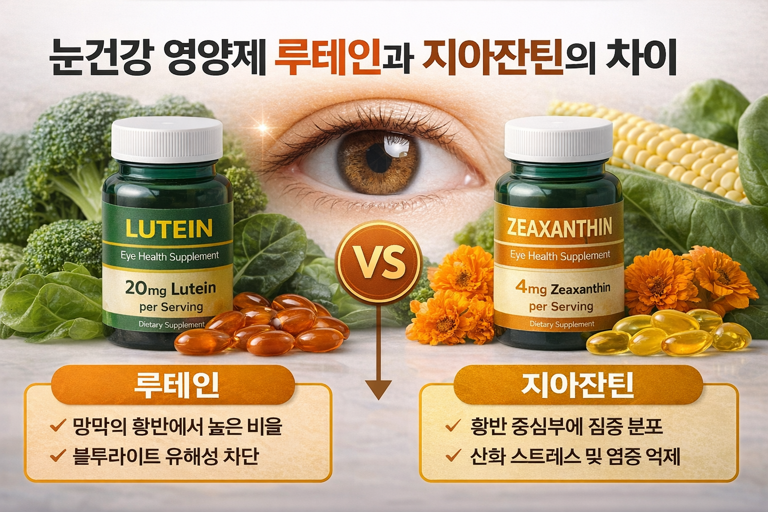루테인과 지아잔틴의 차이점 이미지