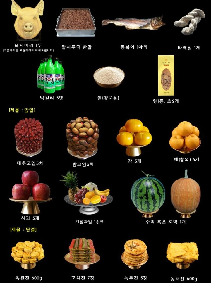 고사에 필요한 음식들