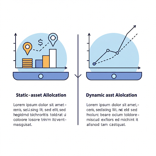 정적 vs 동적 자산 배분 비교 그래픽 (저울)