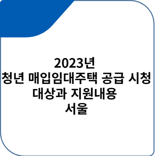 2023년 청년 매입임대주택 공급 시청 대상과 지원내용 서울