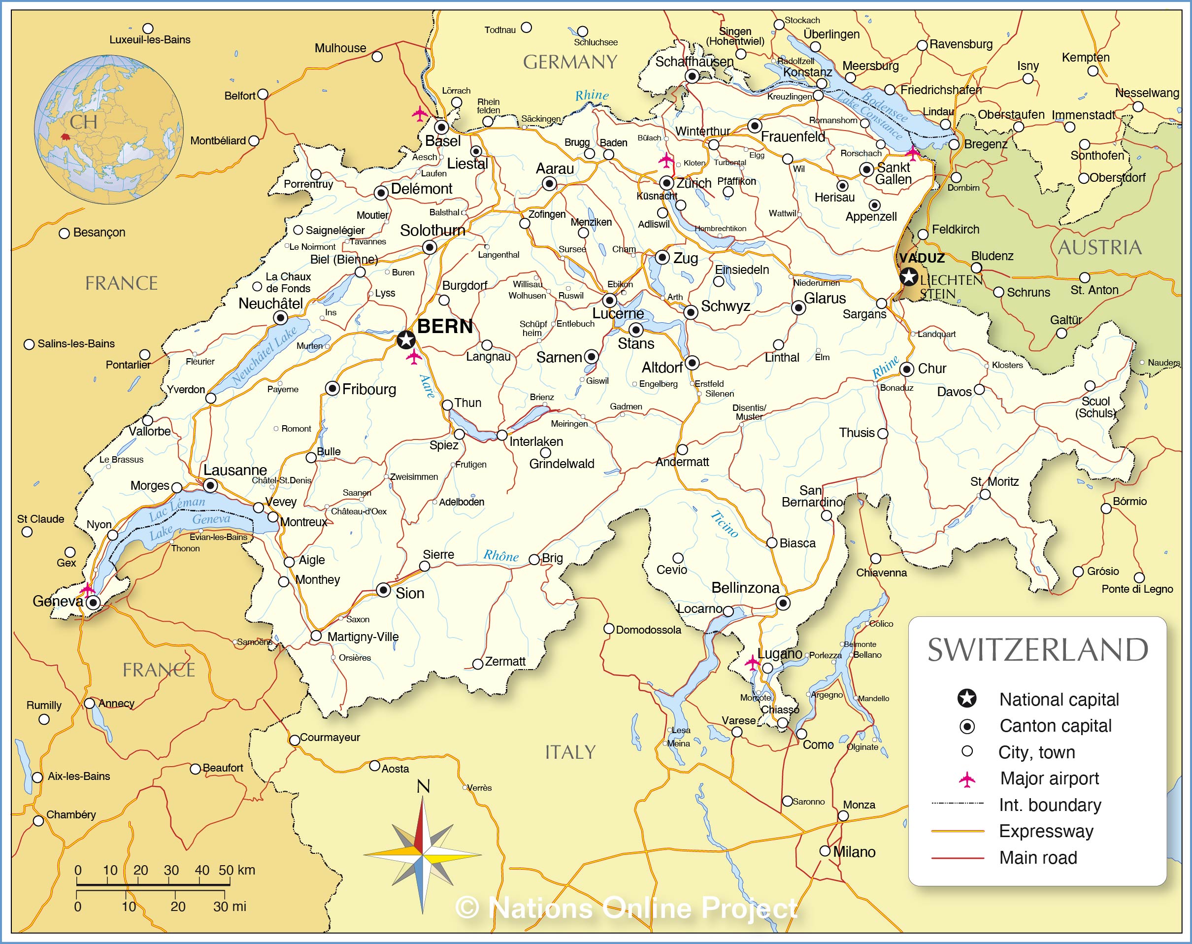 서유럽-스위스-지도
