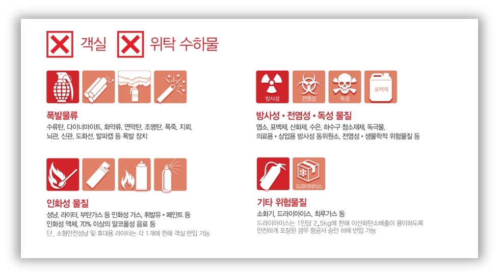 우산 기내반입 및 기내 반입 금지 물품