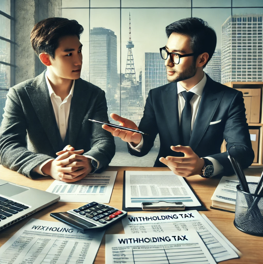 회계사가 고객에게 원천징수세에 대해 설명하는 장면