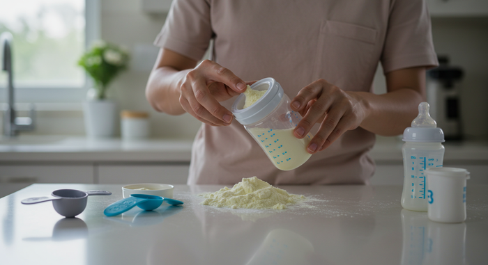 부모가 분유 준비하는 장면