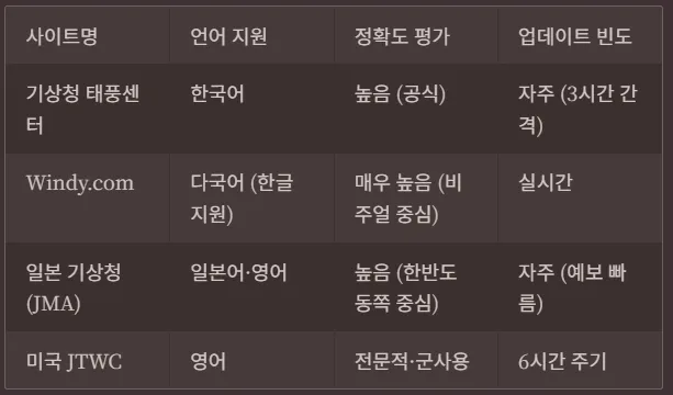 2025년 태풍 북상 시 실시간 예보 확인 사이트 총정리 - 사이트 비교
