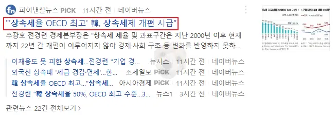 상속세율 관련 뉴스 기사