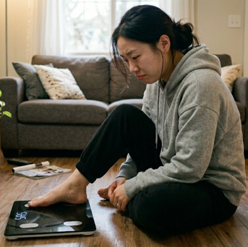 여성 다이어트 숫자에 집착하는 여성 이미지 예시