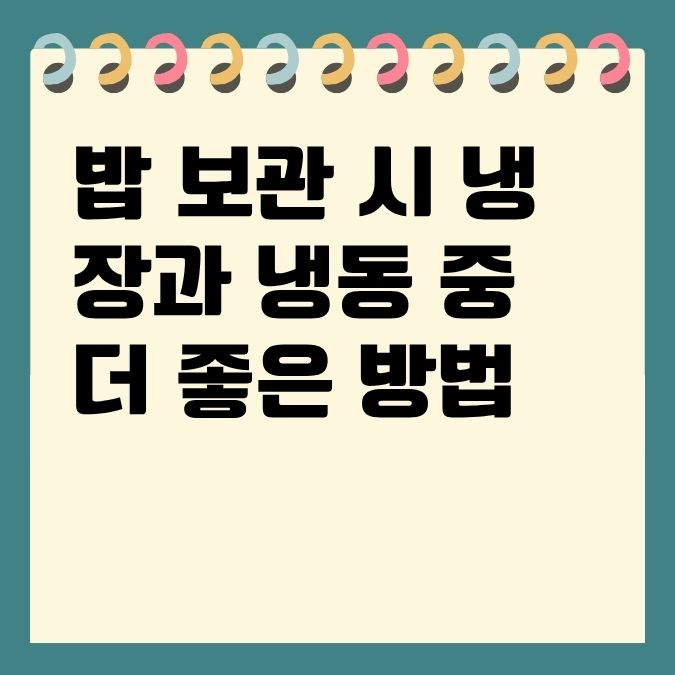 밥 보관 시 냉장과 냉동 중 더 좋은 방법