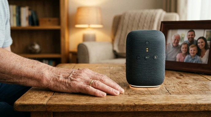 거실 테이블 위에 놓인 AI 스피커