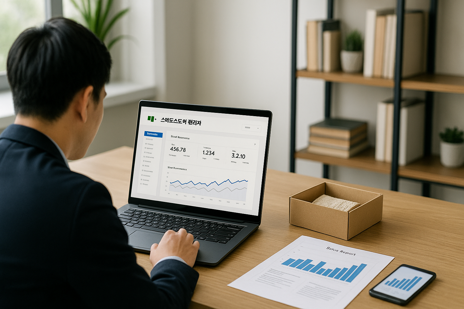 수익을 검토하는 네이버 스마트스토어 셀러