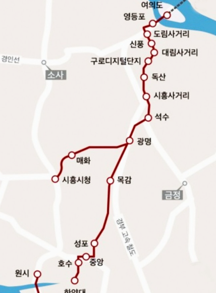 신안산선 개통시기 노선도