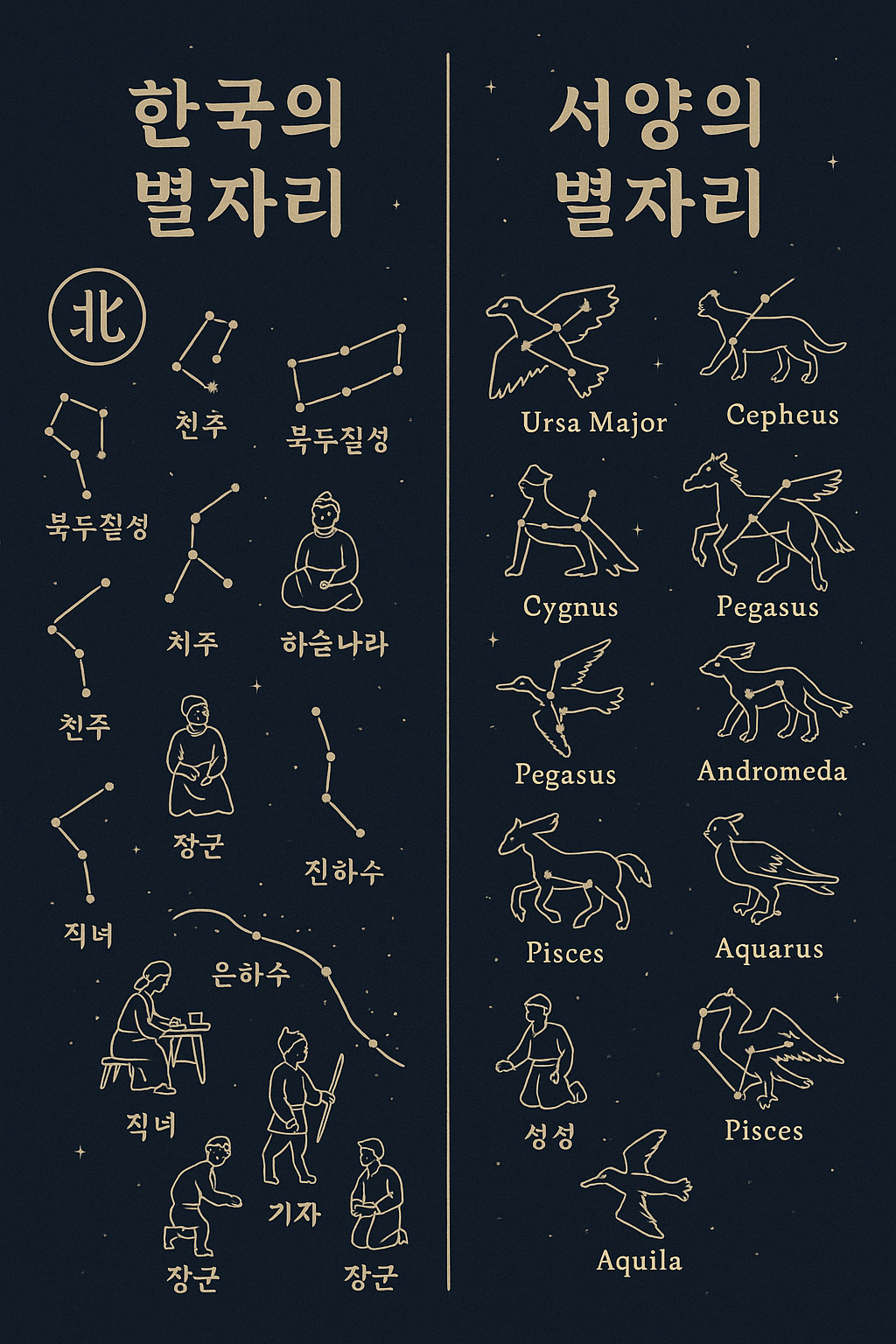 한국 별자리 vs 서양 별자리 차이점