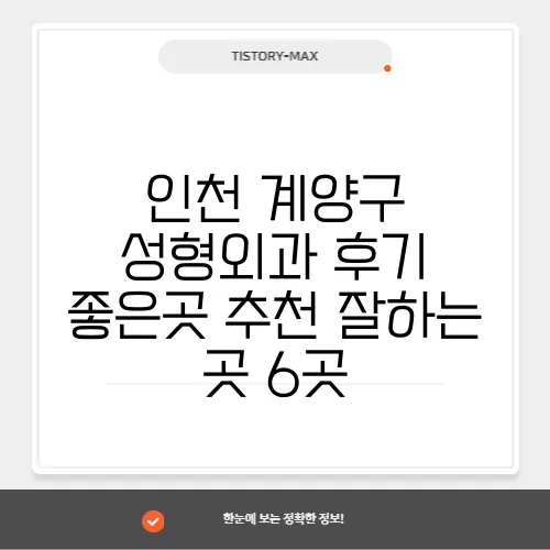 인천 계양구 성형외과 후기 좋은곳 추천 잘하는 곳 6곳