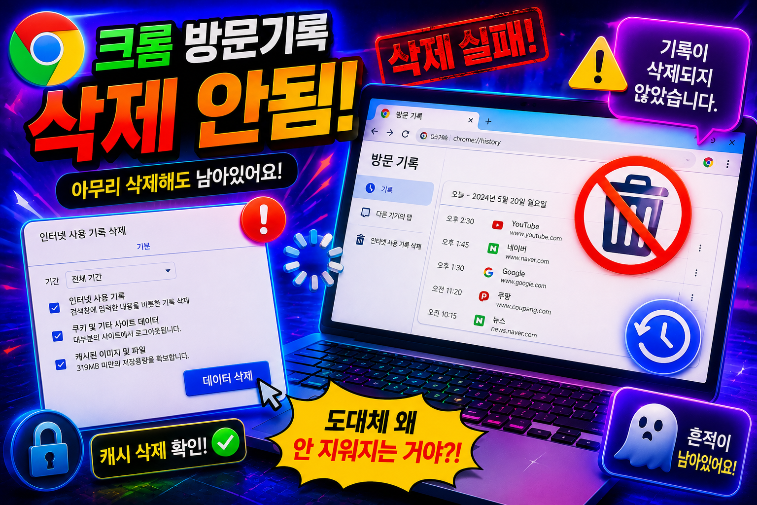 크롬 방문기록 삭제 안됨 해결방법 총정리 크롬 히스토리 지워지지 않음 방문기록 안남