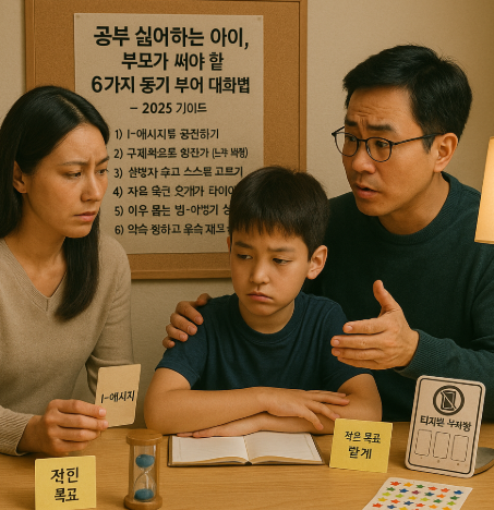 공부 싫어하는 아이, 부모가 써야 할 6가지 동기 부여 대화법 – 2025 가이드