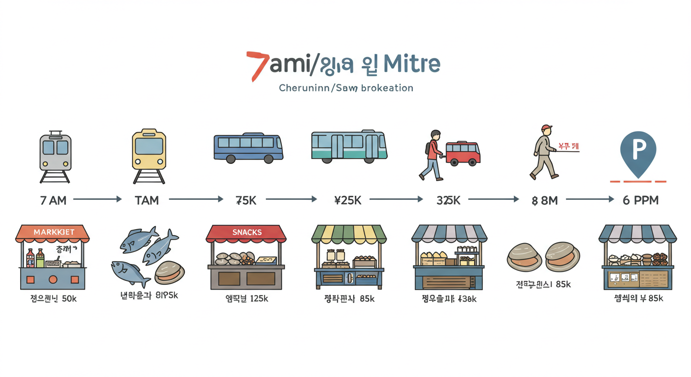 하루 시장 루트와 예산·교통 플랜