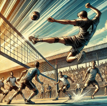 역동적인 족구 시합 장면